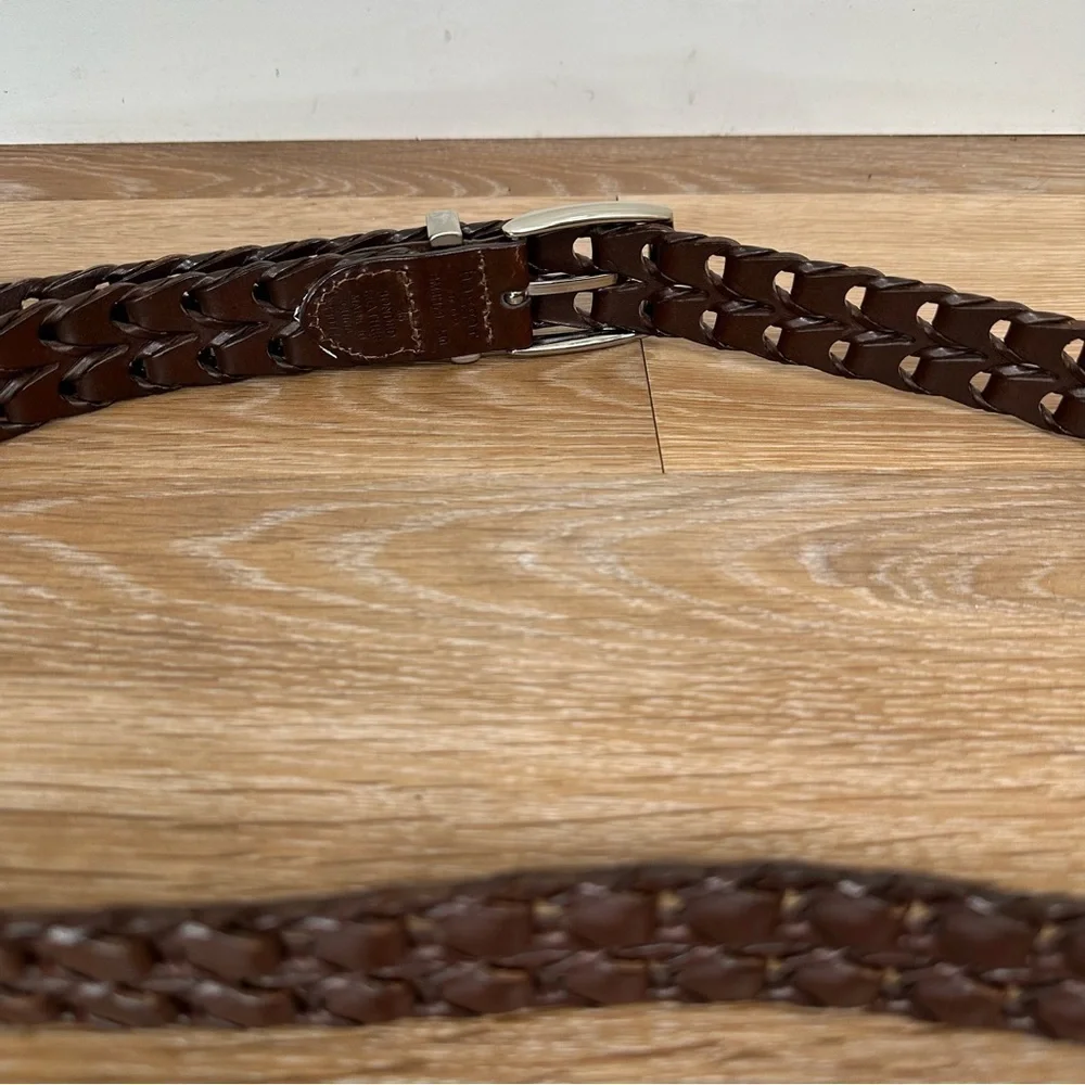 Haggar Men’s Braided Bonded Leather Rich Brown Belt, Size 36